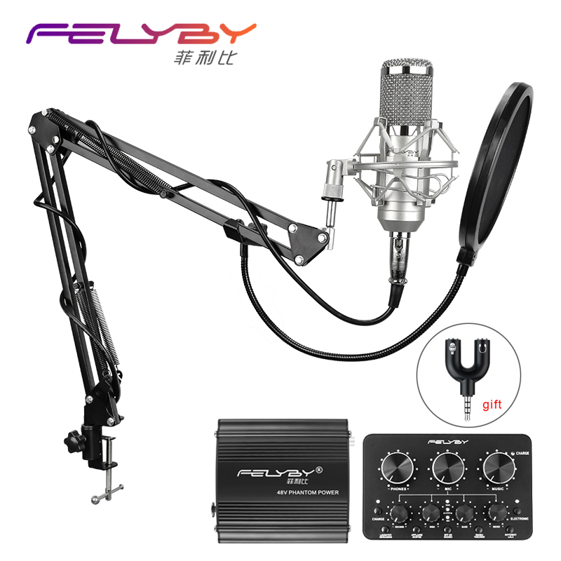 FELYBY bm 800 Professional condenser microphone for computer audio